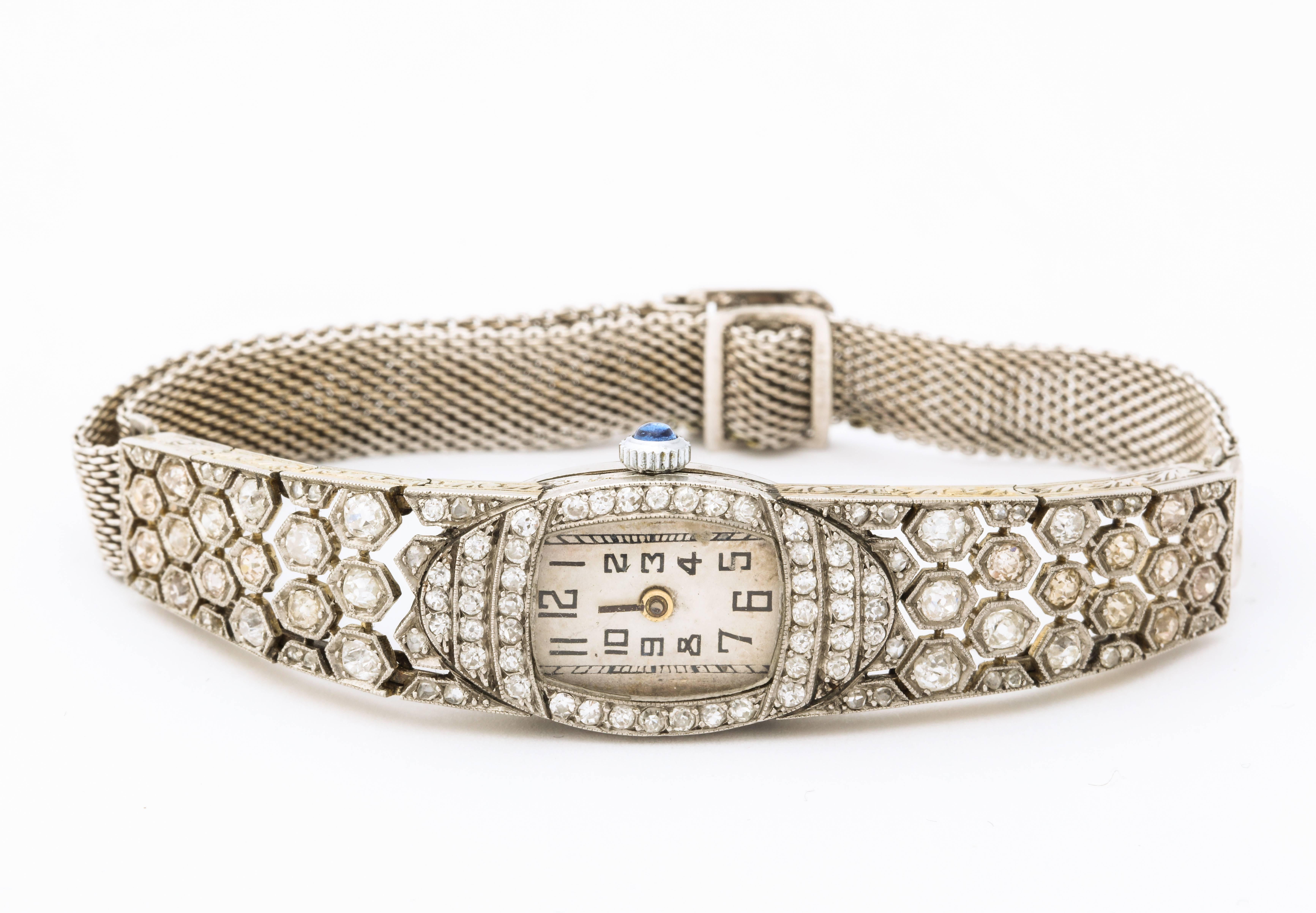 Art Deco Diamond Watch and Band For Sale 2
