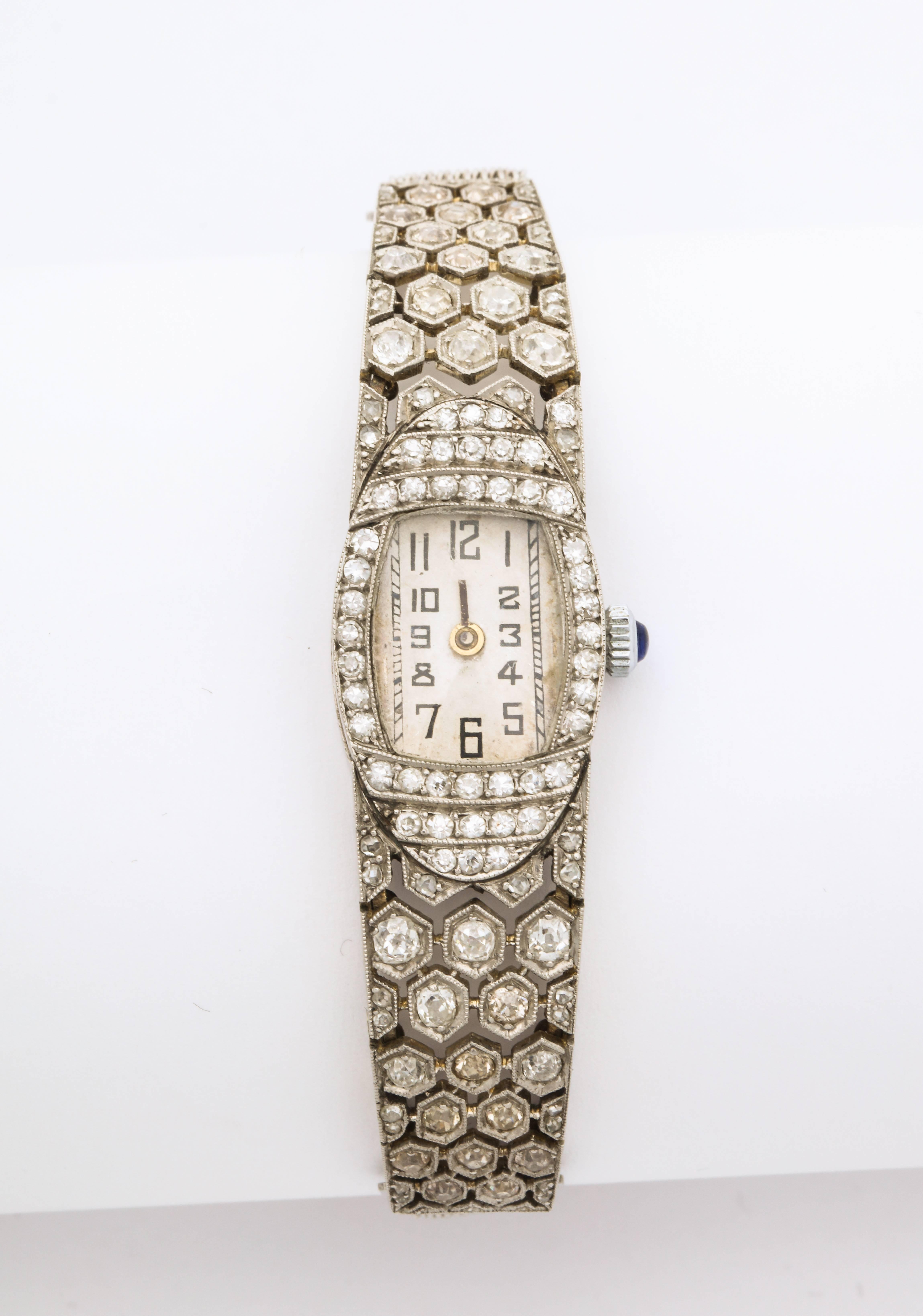Art Deco Diamond Watch and Band For Sale 3
