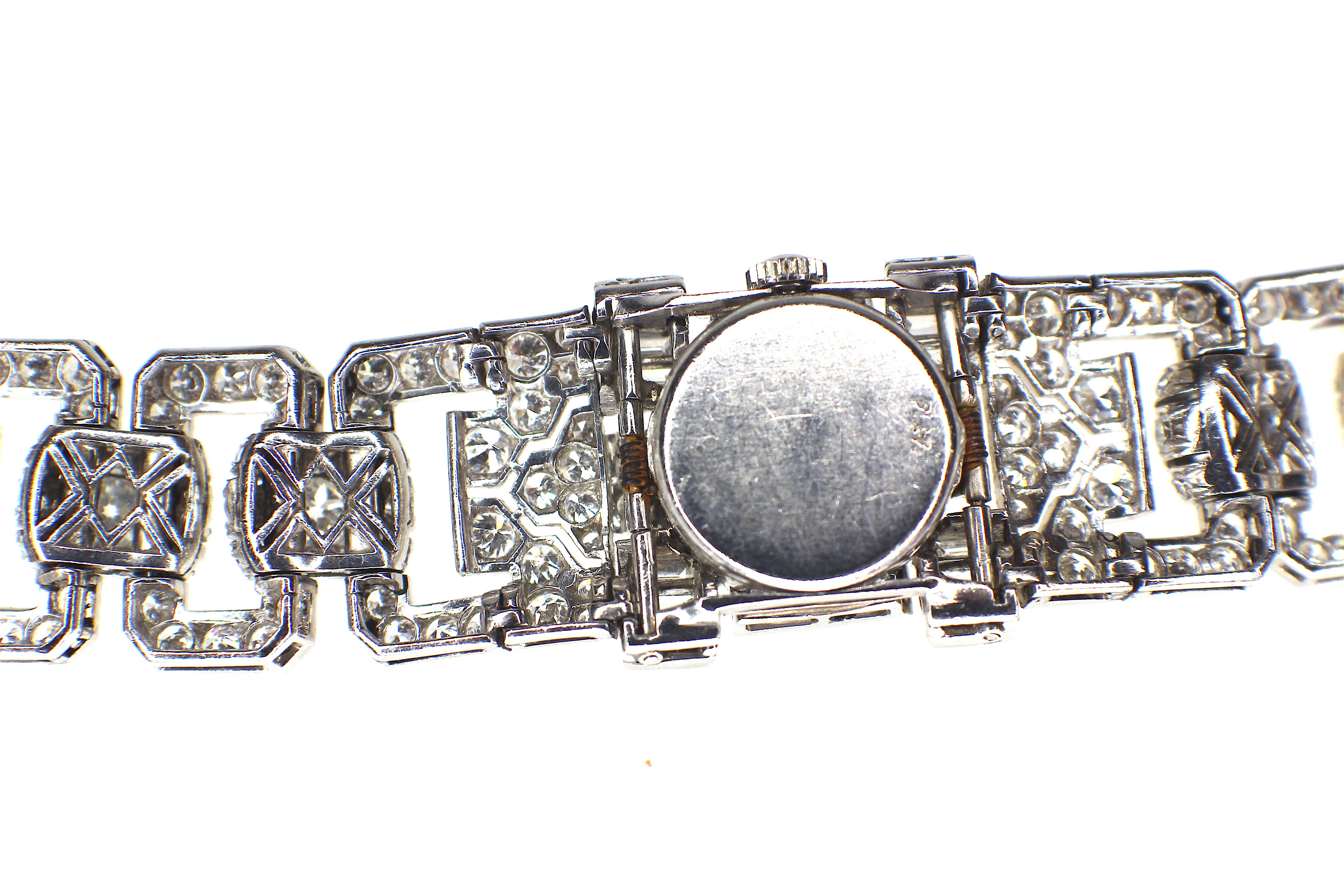 Art Deco Diamond Watch-Bracelet, Signed Birks In Good Condition In Munich, DE