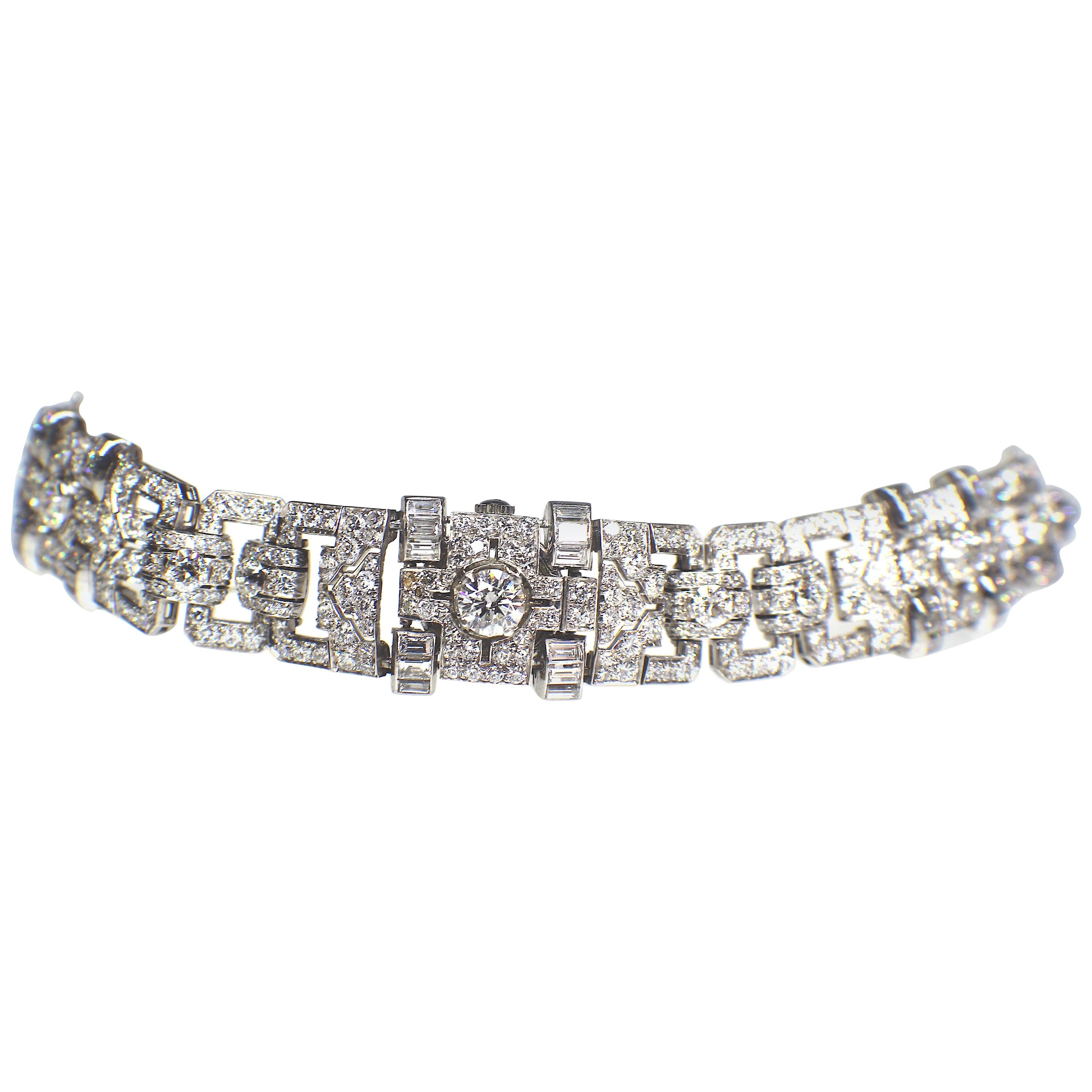 Art Deco Diamond Watch-Bracelet, Signed Birks
