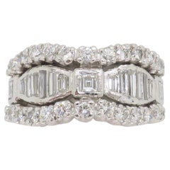 Art Deco Diamond Wave Ring Made in Platinum