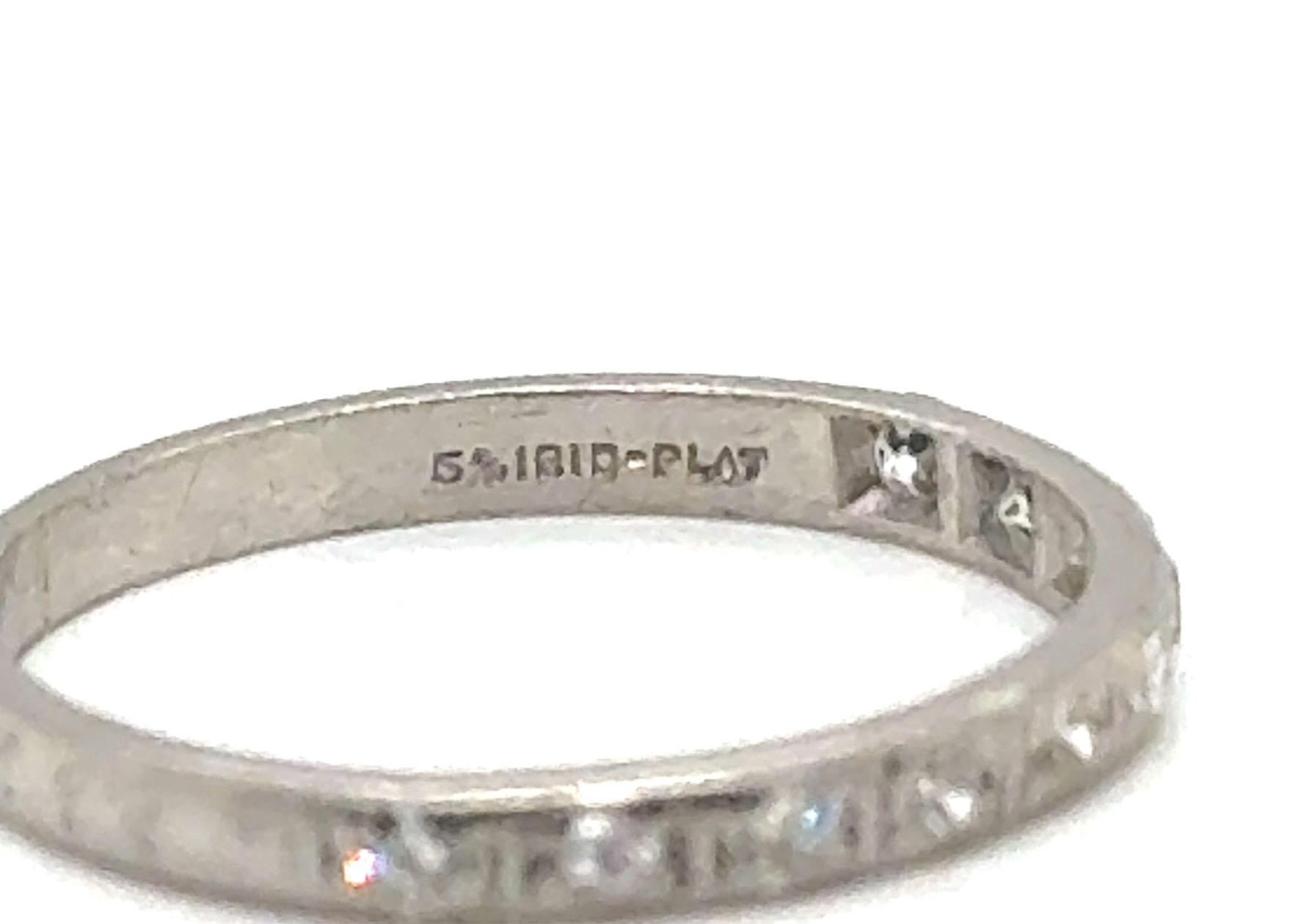 Art Deco Diamond Wedding Band .25ct Single Cuts Genuine 1920s Platinum Ring In Excellent Condition For Sale In Dearborn, MI