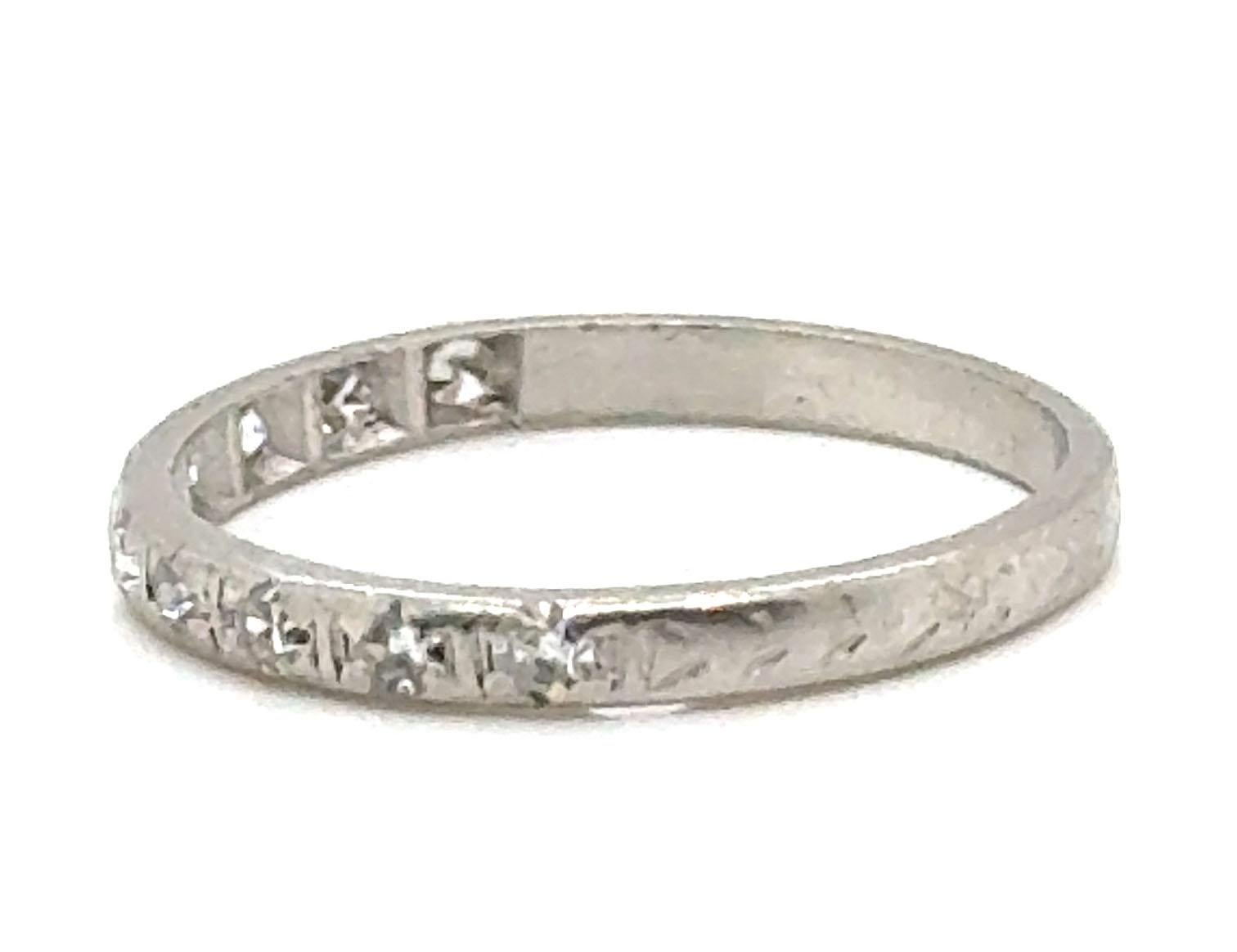 Women's Art Deco Diamond Wedding Band .25ct Single Cuts Genuine 1920s Platinum Ring For Sale