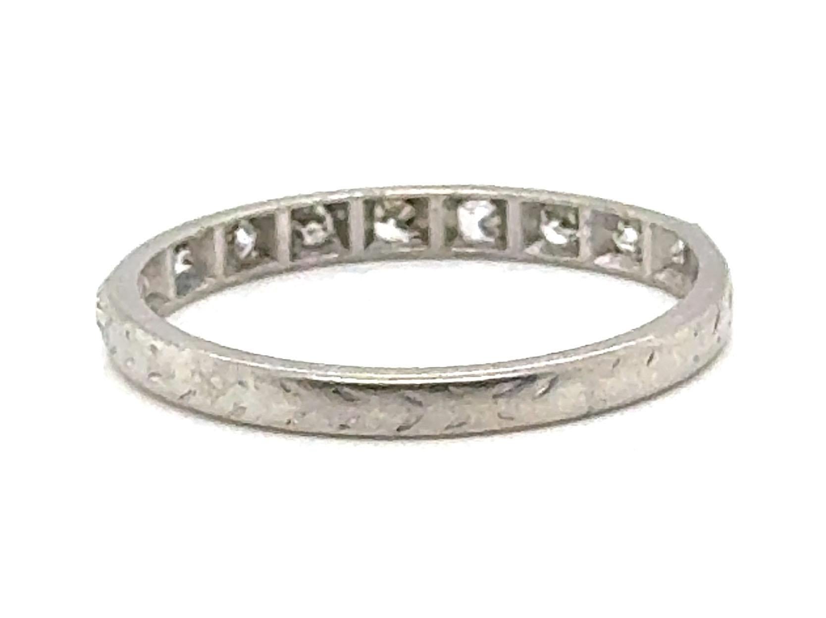 Anneau de mariage Art Déco en diamant .25ct Single Cuts Genuine 1920s Platinum Ring Pour femmes en vente