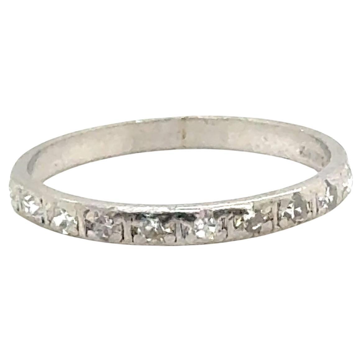 Art Deco Diamant-Hochzeitsring .25 Karat Einzelschliff Echter 1920er Jahre Platinring im Angebot