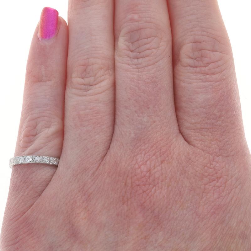 Taille simple Alliance Art Déco Diamant 950 Platine .24ctw Floral Ring Sz 5 en vente