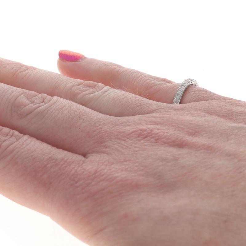 Alliance Art Déco Diamant 950 Platine .24ctw Floral Ring Sz 5 Pour femmes en vente