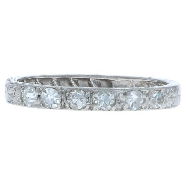 Alliance Art Déco Diamant 950 Platine .24ctw Floral Ring Sz 5 en vente