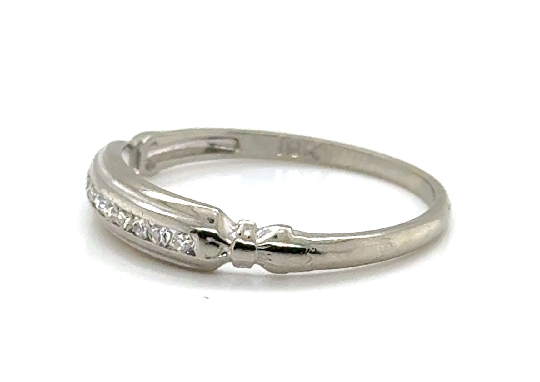 Round Cut Art Deco Diamond Wedding Band Anniversary Ring Mined .15ct Original 1920's 18K