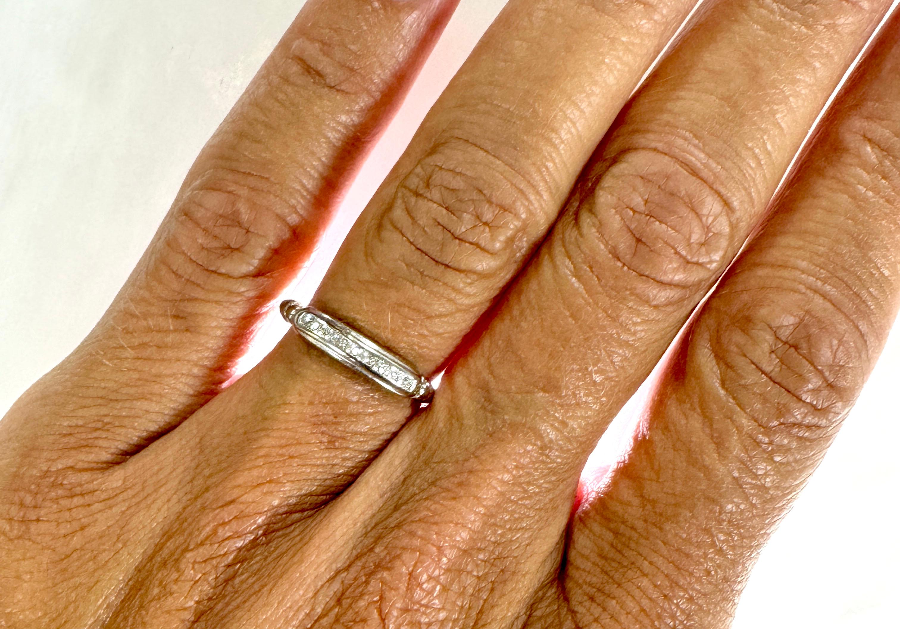 Art Deco Diamond Wedding Band Anniversary Ring Mined .15ct Original 1920's 18K 1