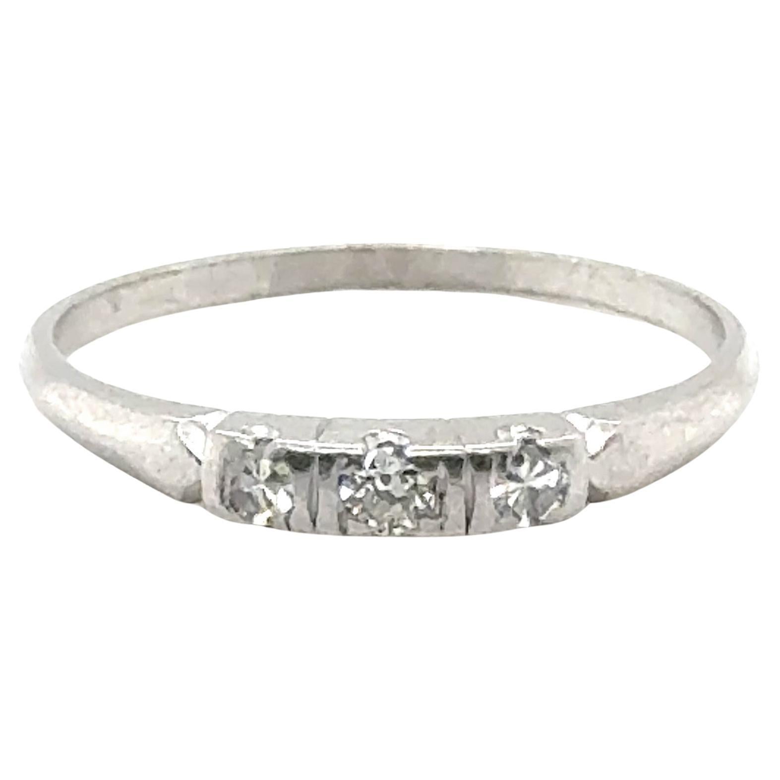 Art Deco Diamond Wedding Band Anniversary Ring Mined Original 1930's Platinum