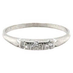 Vintage Art Deco Diamond Wedding Band Anniversary Ring Mined Original 1930's Platinum