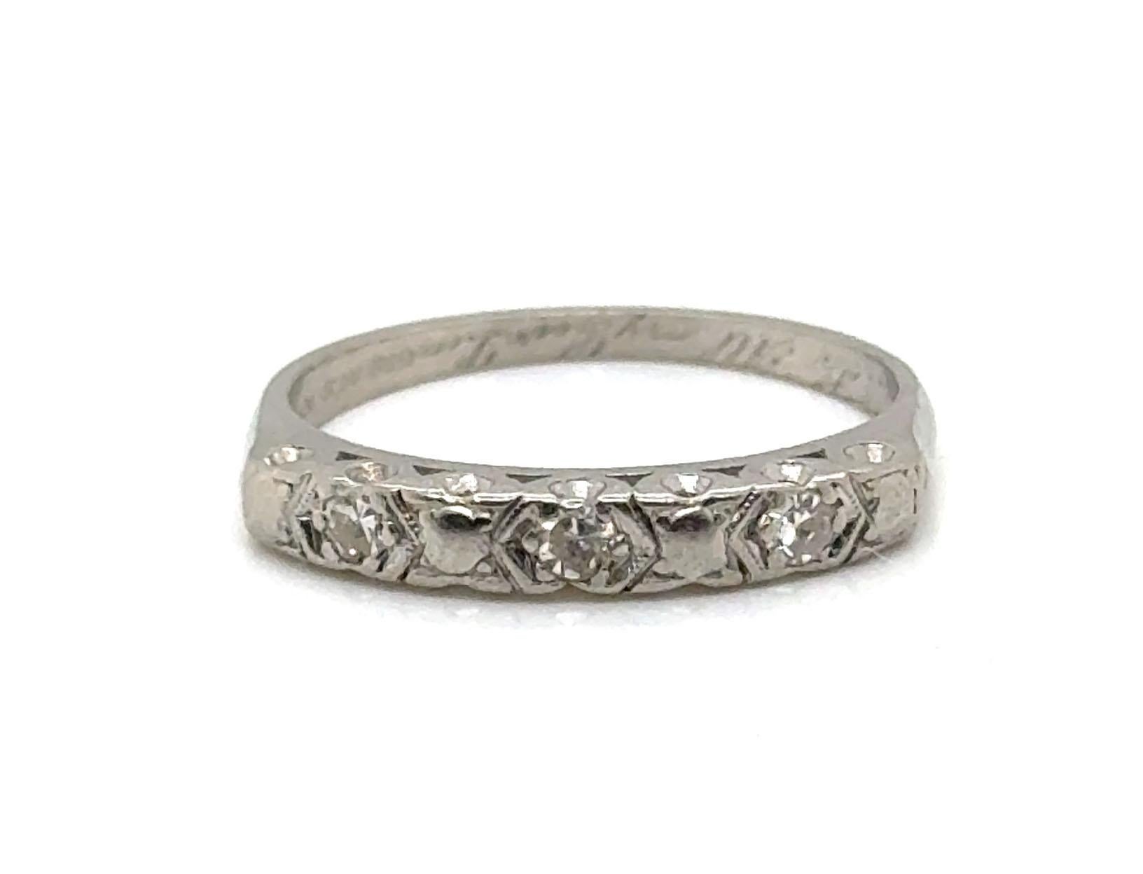 Art Deco Diamond Wedding Band Genuine 1930s-1940s Platinum Ring