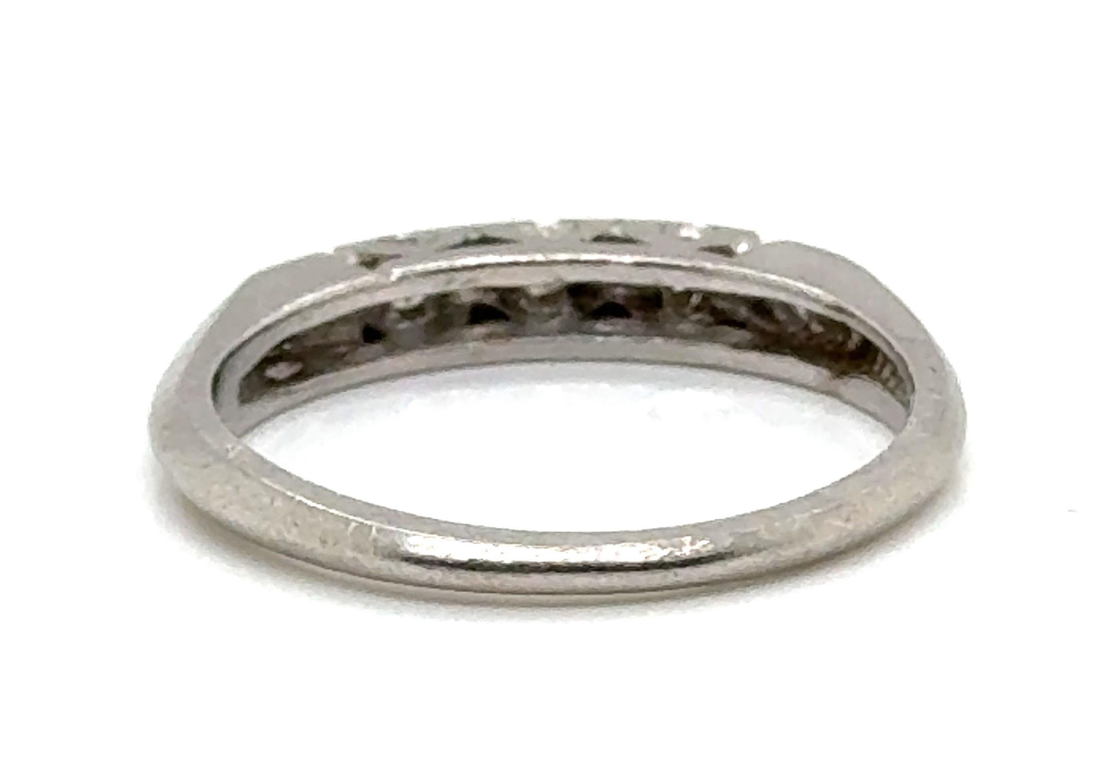  Diamond Wedding Band Genuine Antique Deco Dated 4-24-49 Platinum Ring For Sale 1