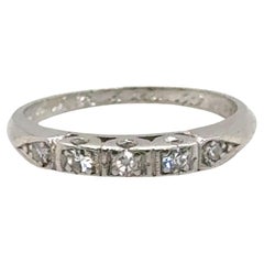  Diamond Wedding Band Genuine Vintage Deco Dated 4-24-49 Platinum Ring