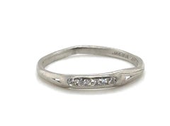 Vintage Art Deco Diamond Wedding Band Ring Mined .10ct Original 1930's Platinum