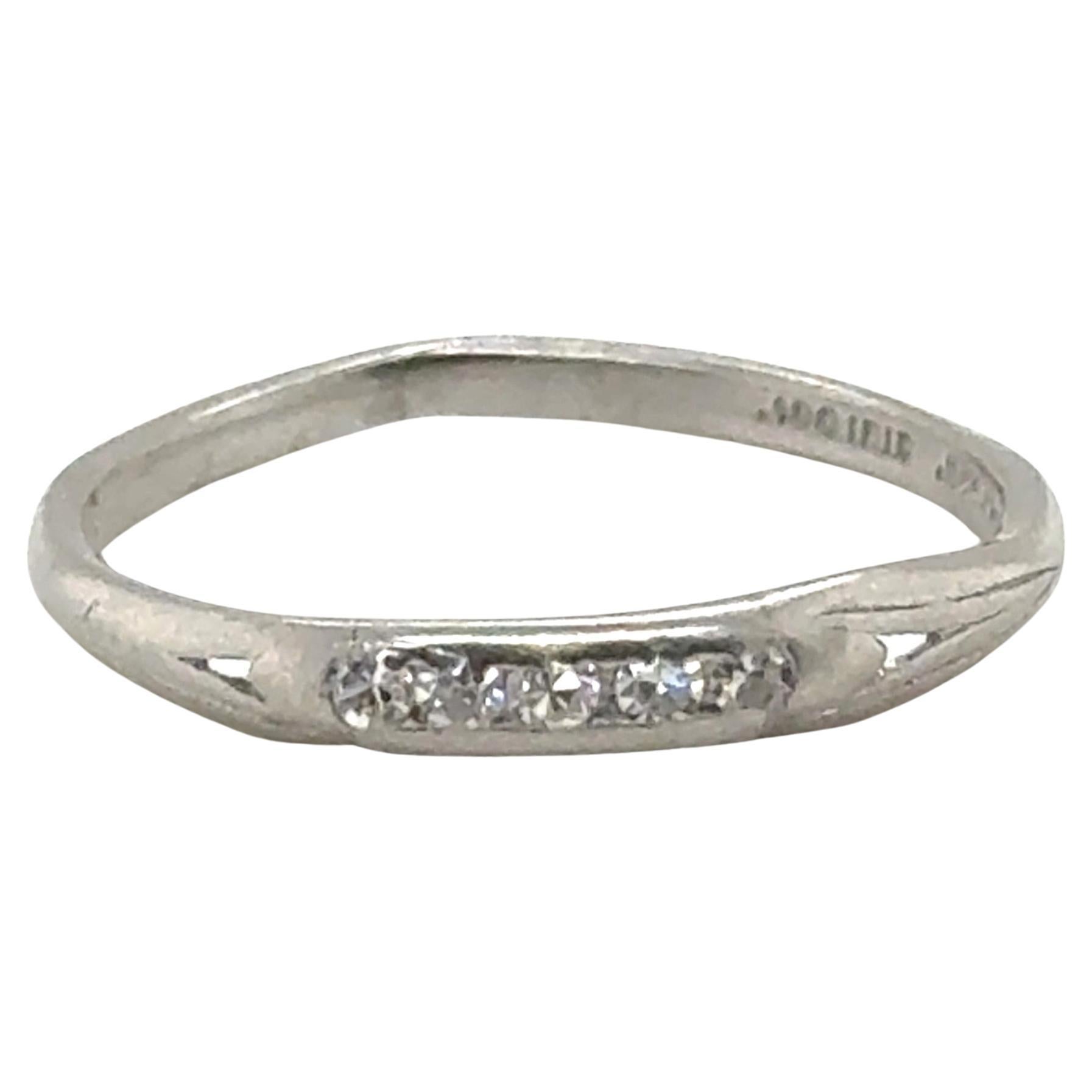 Anello Art Deco Diamond Wedding Band Mined .10ct originale del 1930 in platino
