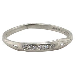 Art Deco Diamond Wedding Band Ring Mined .10ct Original 1930's Platinum