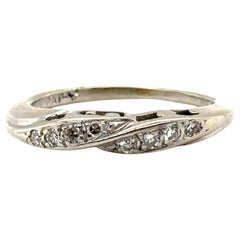 Art Deco Diamond Wedding Band Ring Mined Original 1930's 14K White Gold