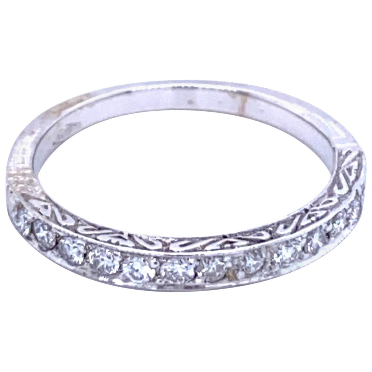 Art Deco Diamond Wedding Gold Engraved Band Ring
