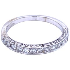 Art Deco Diamond Wedding Gold Engraved Band Ring