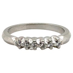 Vintage Art Deco Diamond Wedding Ring Anniversary Band Mined .10ct Platinum 1930's