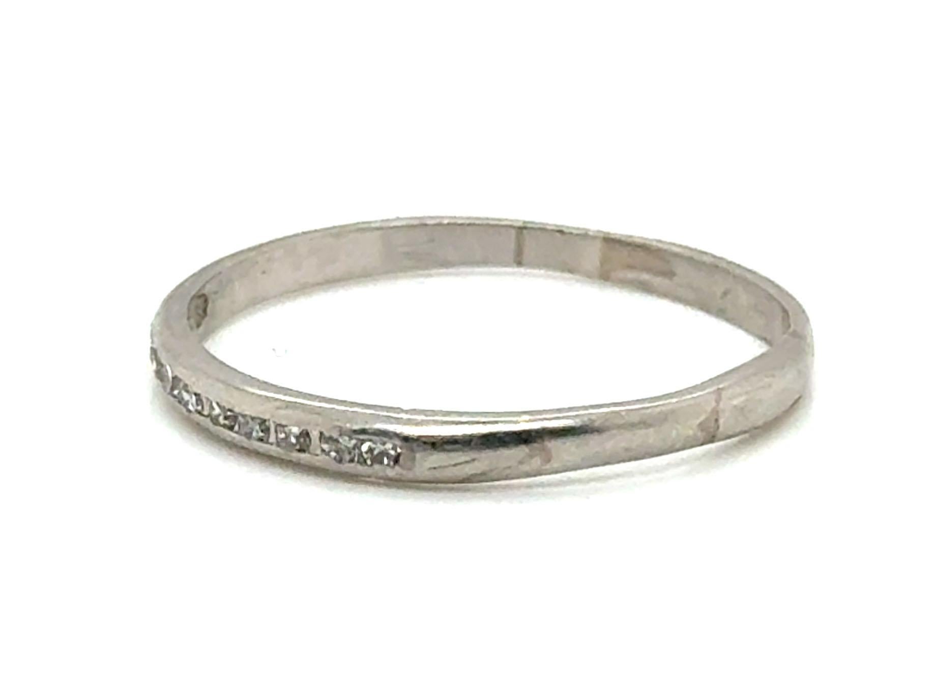 Single Cut Art Deco Diamond Wedding Ring Anniversary Band Mined .15ct Platinum Original 193 For Sale