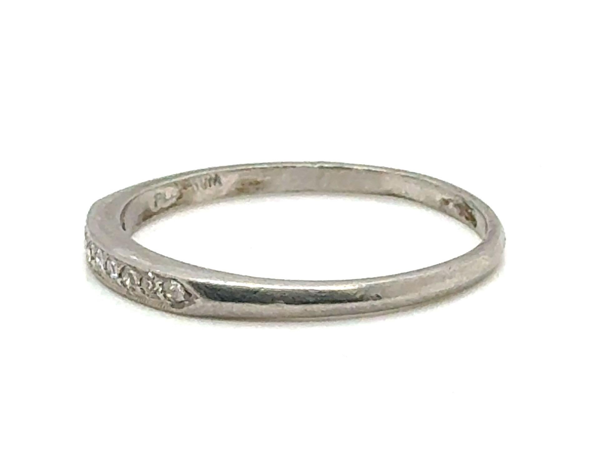 Single Cut Art Deco Diamond Wedding Ring Anniversary Band Mined .15ct Platinum Original 193 For Sale