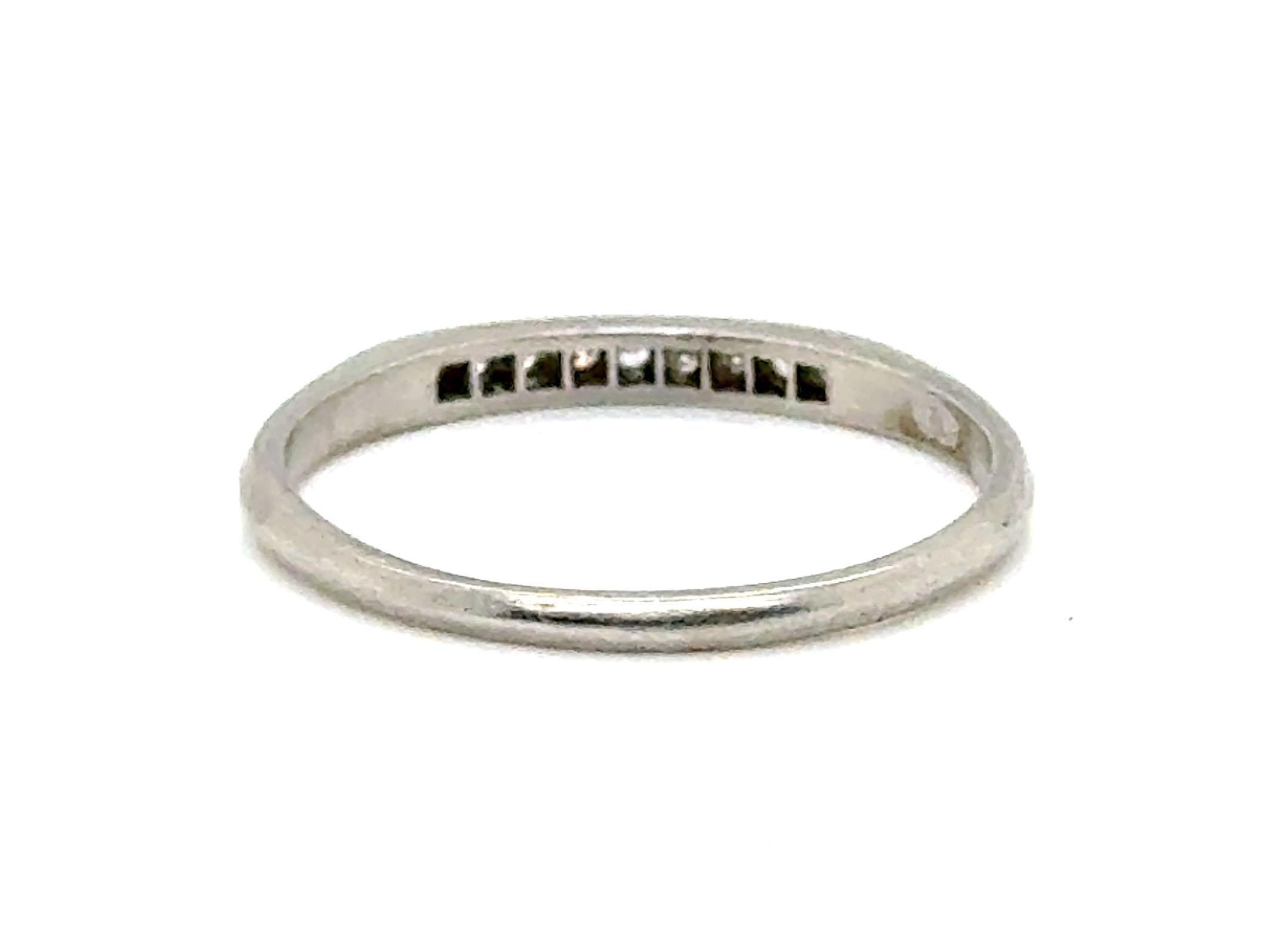 Women's Art Deco Diamond Wedding Ring Anniversary Band Mined .15ct Platinum Original 193 For Sale