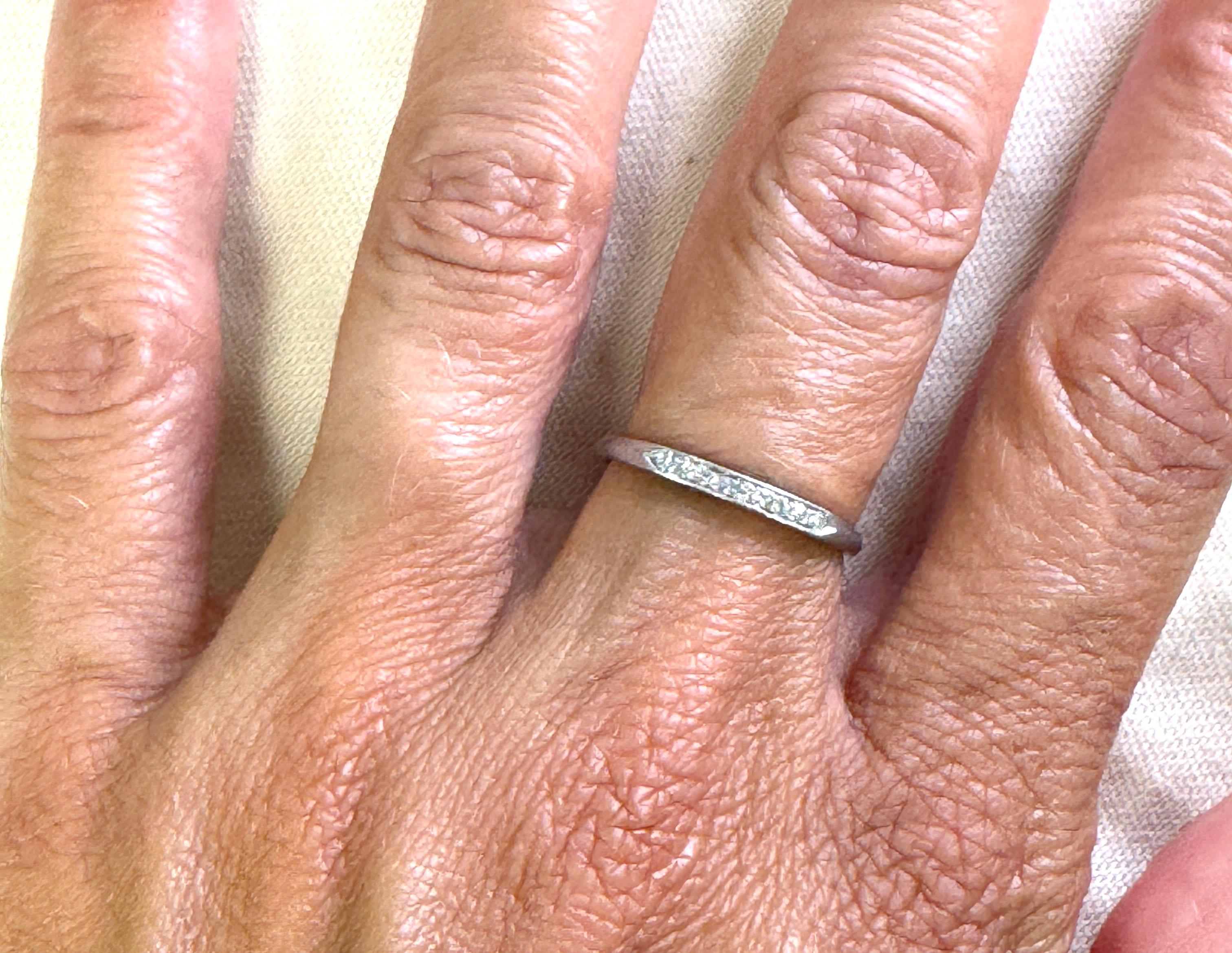 Art Deco Diamond Wedding Ring Anniversary Band Mined .15ct Platinum Original 193 For Sale 1