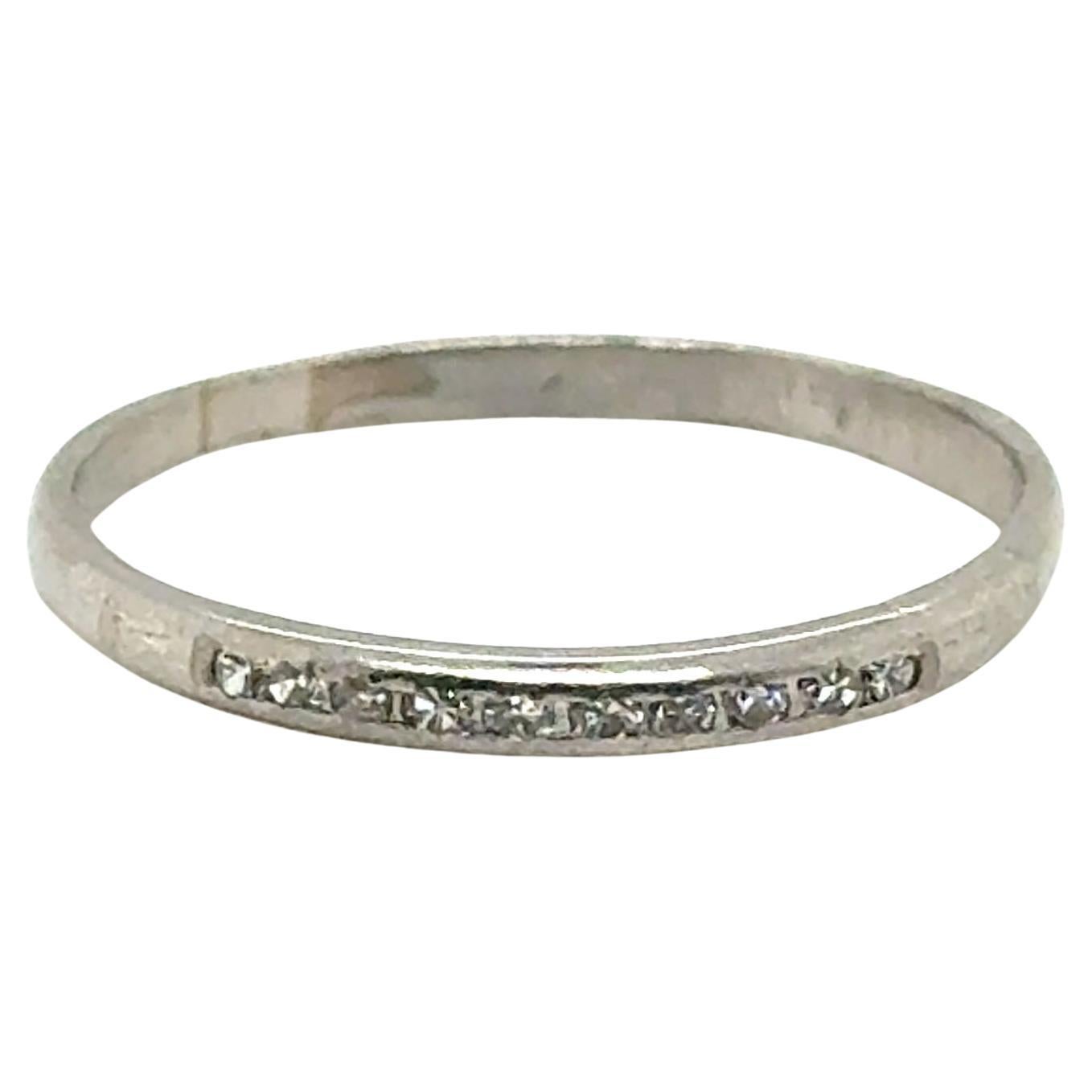 Art Deco Diamond Wedding Ring Anniversary Band Mined .15ct Platinum Original 193 For Sale