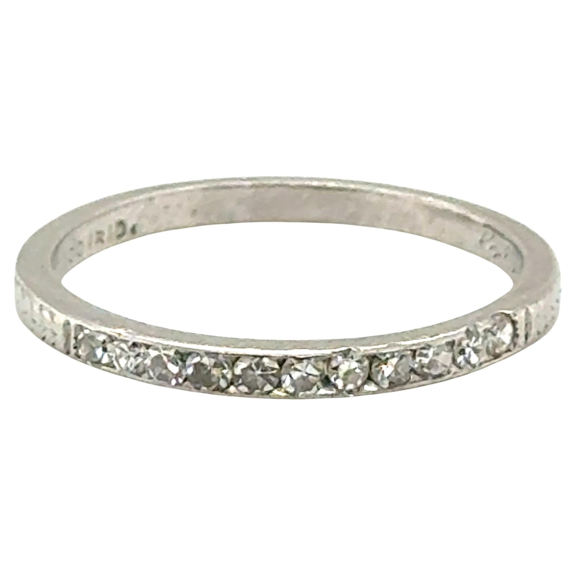 Anello nuziale Art Deco con diamante e fascia per l'anniversario, coniato, da 0,25 carati, in platino, originale 192