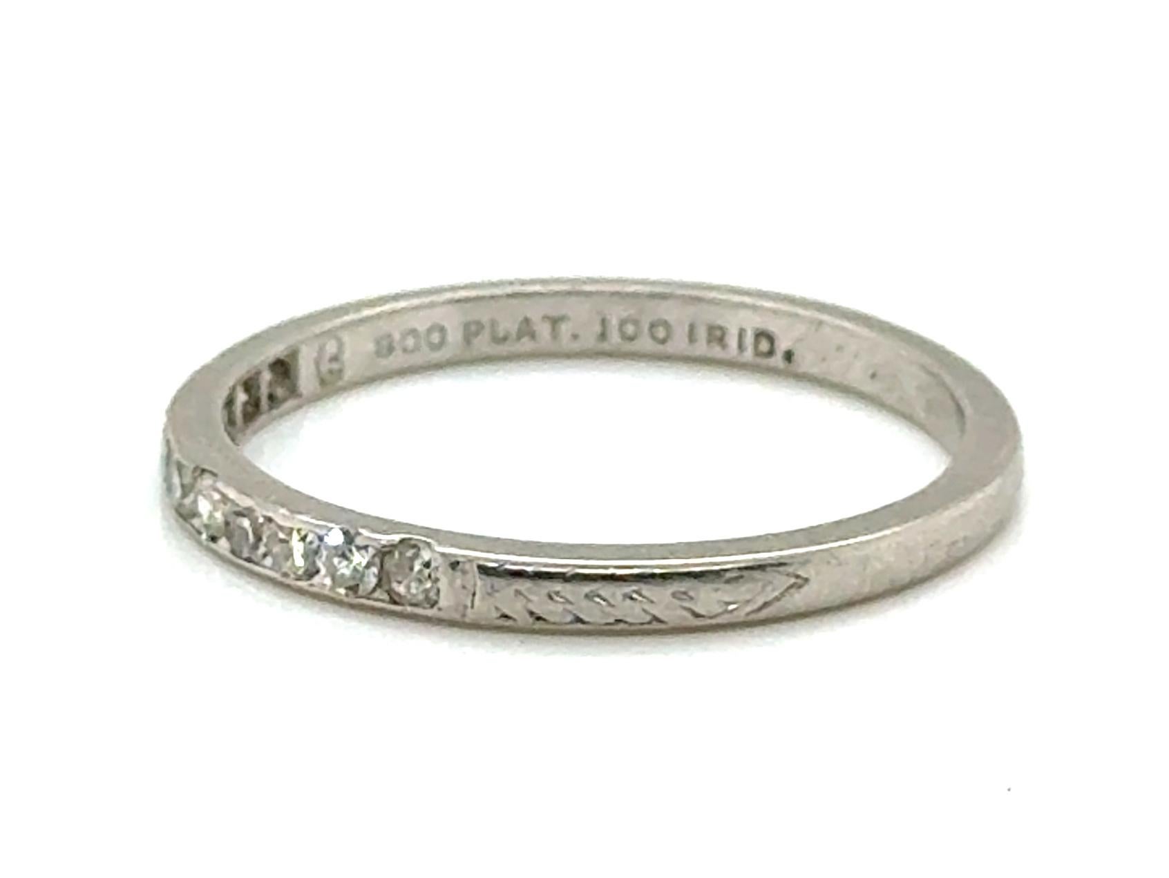 Anillo de boda de diamantes Art Déco Anillo de aniversario de platino de 0,25 ct Original 192 Corte redondo en venta