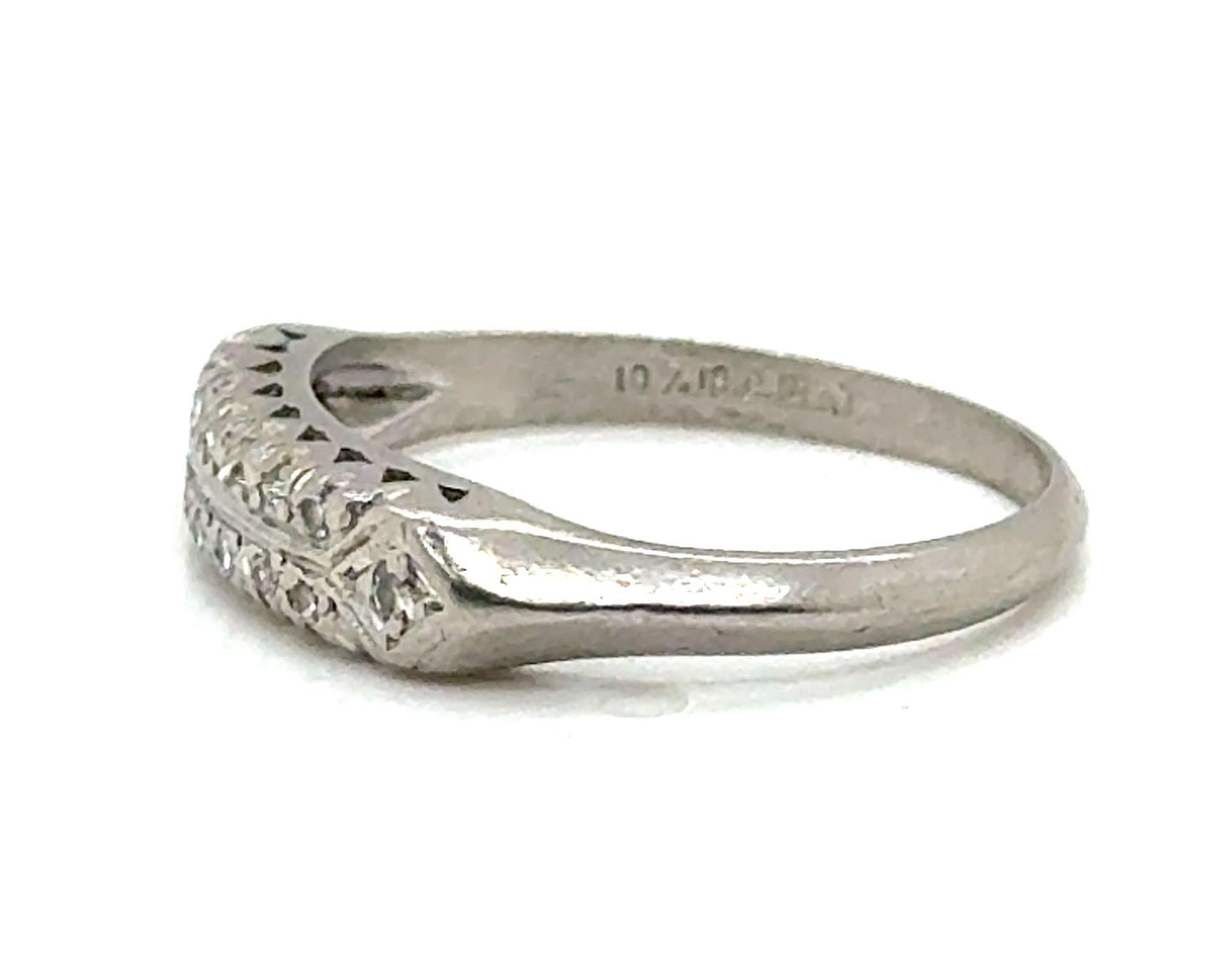 Single Cut Art Deco Diamond Wedding Ring Anniversary Band Mined .25ct Platinum Original 193 For Sale