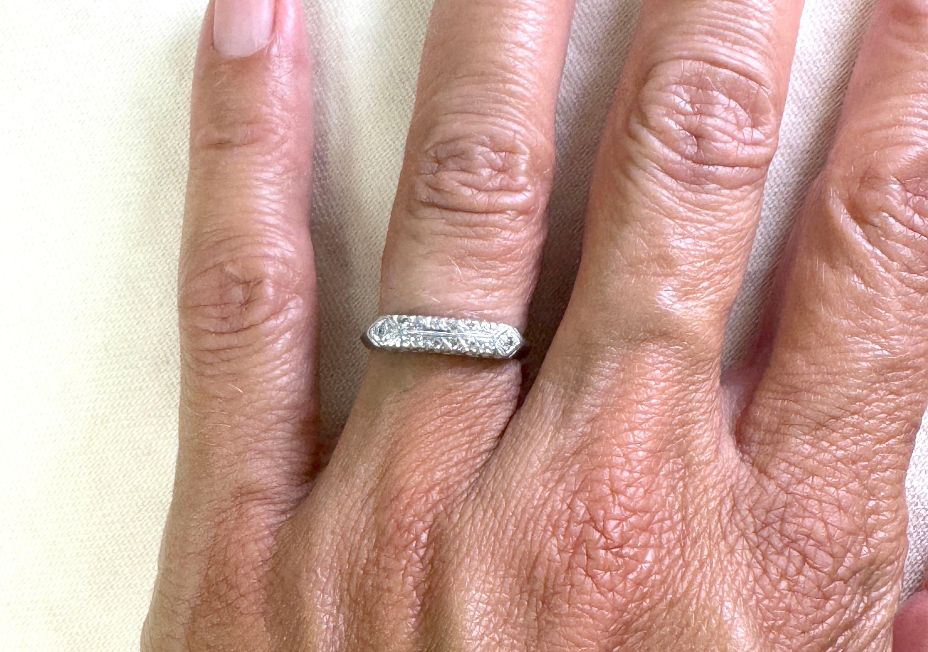 Art Deco Diamond Wedding Ring Anniversary Band Mined .25ct Platinum Original 193 For Sale 1