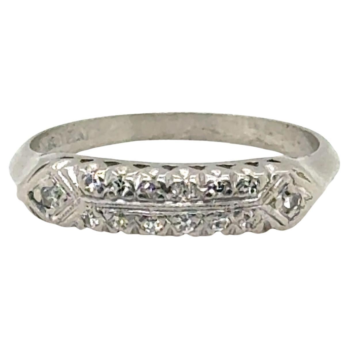 Art Deco Diamond Wedding Ring Anniversary Band Mined .25ct Platinum Original 193