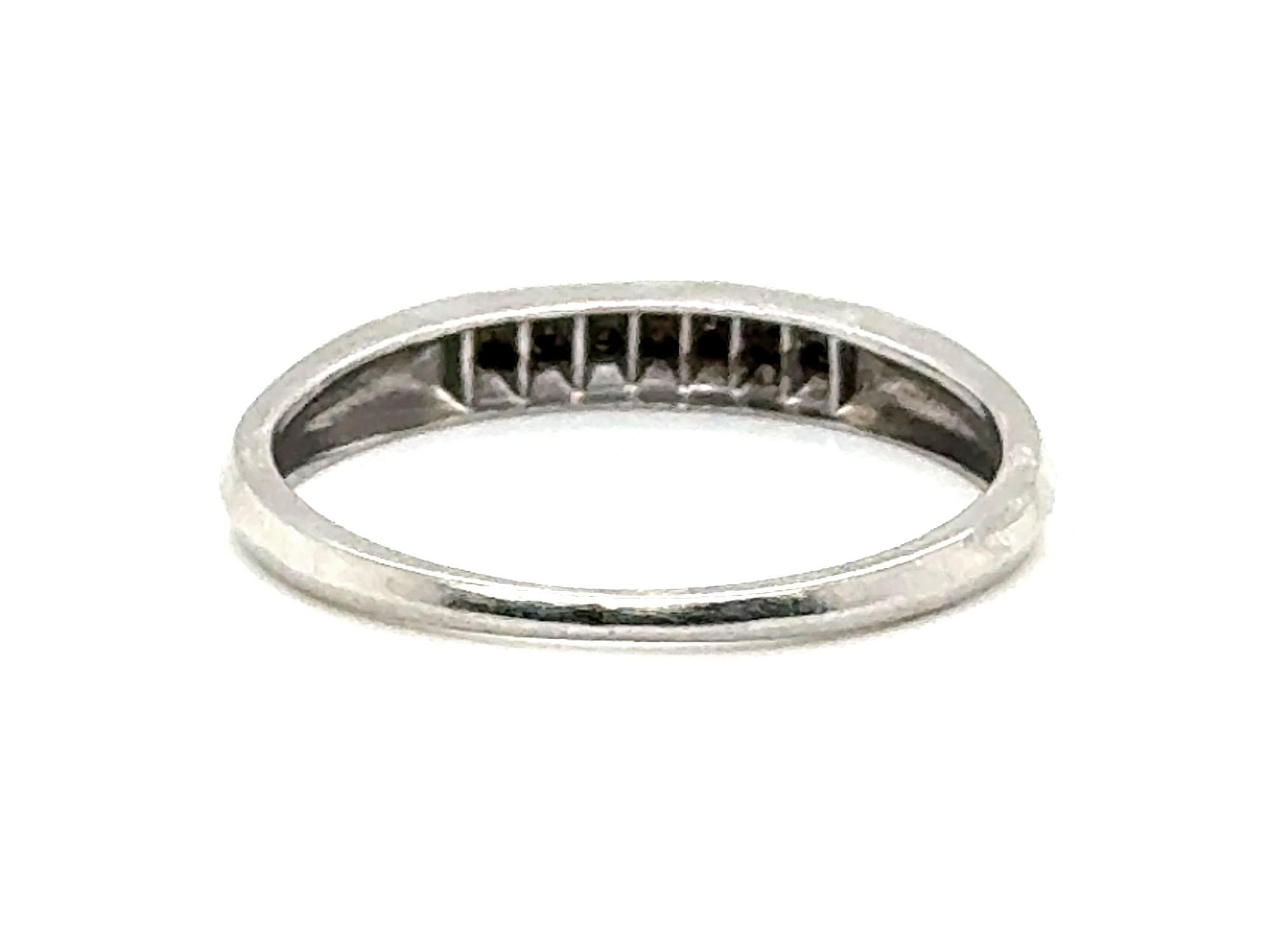 Women's Art Deco Diamond Wedding Ring Anniversary Band Mined Platinum 1930's-1940's For Sale