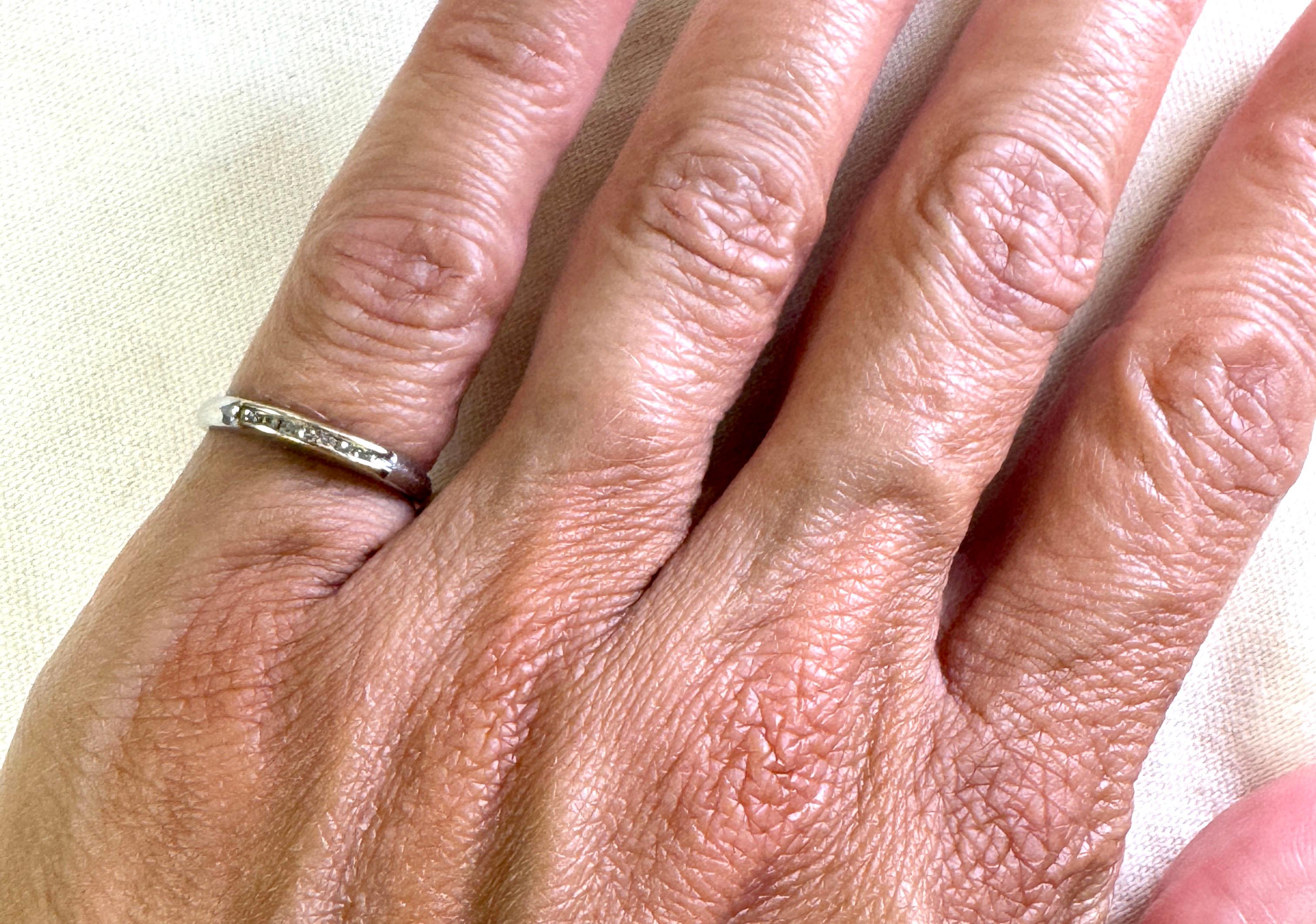 Art Deco Diamond Wedding Ring Anniversary Band Mined Platinum 1930's-1940's For Sale 1