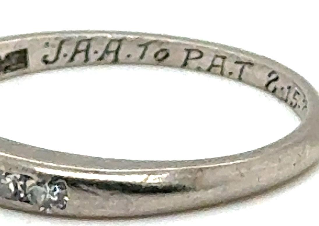 Art Déco Anello nuziale con diamante Art Deco Mined .15ct Palladium Mecklenborg & Gerhardt in vendita