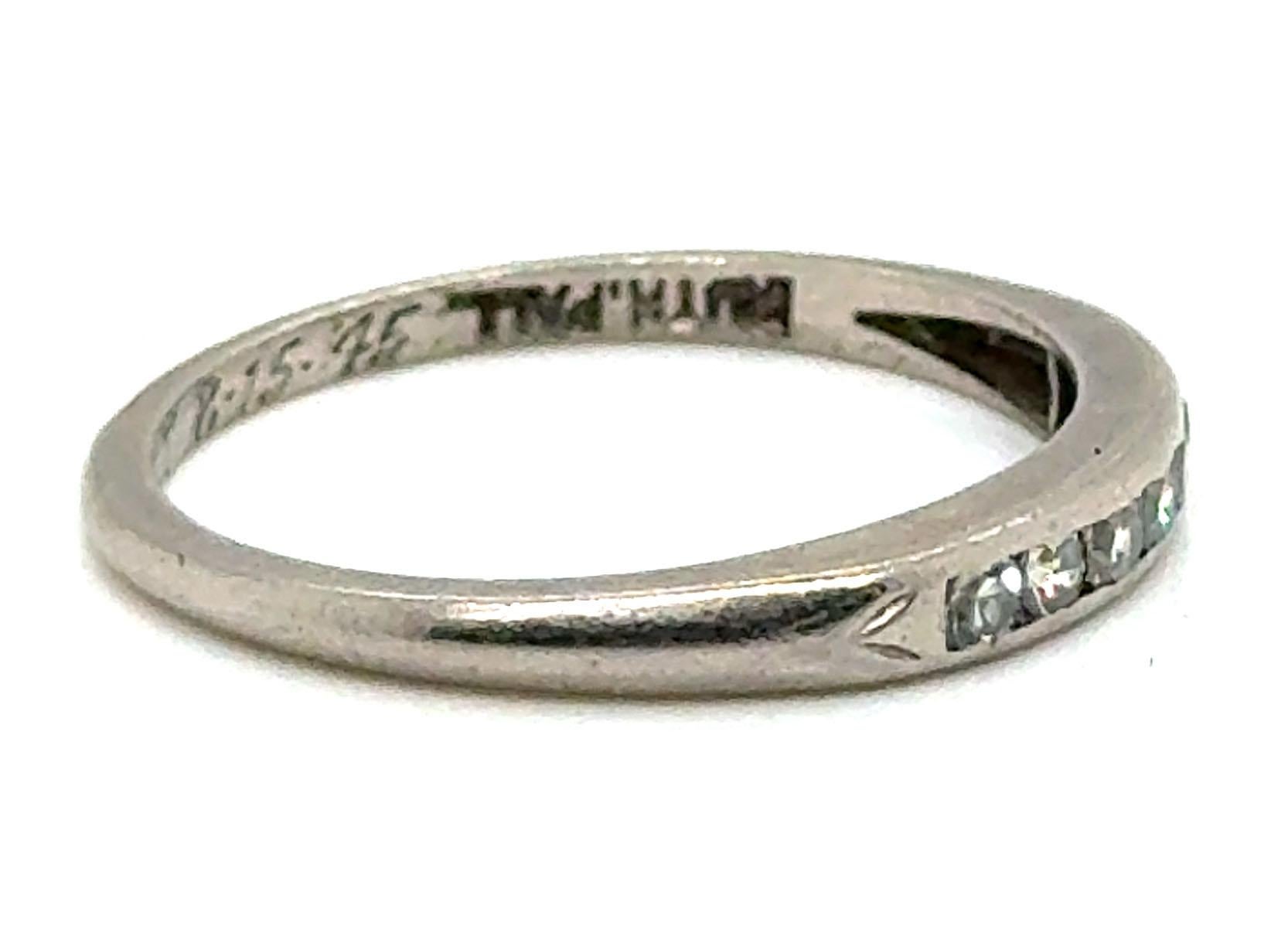 Anello nuziale con diamante Art Deco Mined .15ct Palladium Mecklenborg & Gerhardt In condizioni ottime in vendita a Dearborn, MI