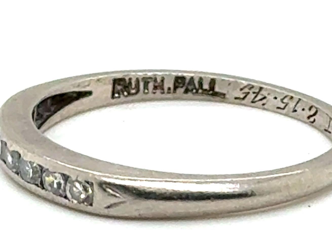 Donna Anello nuziale con diamante Art Deco Mined .15ct Palladium Mecklenborg & Gerhardt in vendita