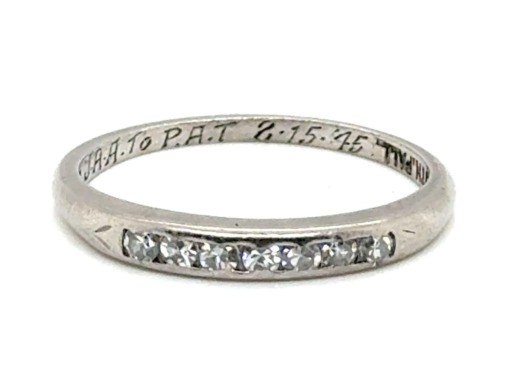 Art Deco Diamond Wedding Ring Band Mined .15ct Palladium Mecklenborg & Gerhardt