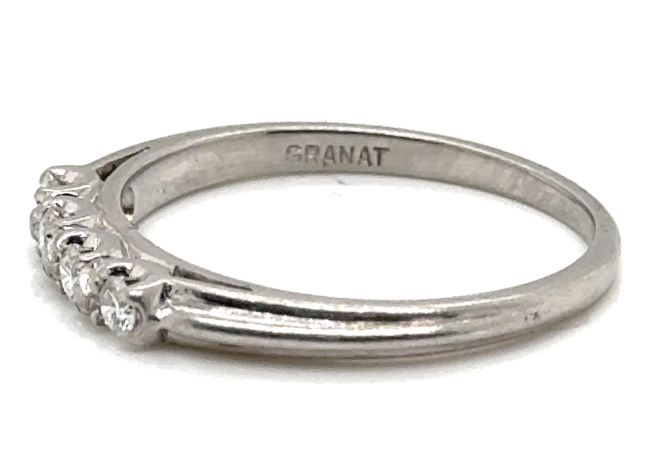 Round Cut Art Deco Diamond Wedding Ring Platinum Granat Bros Original 1930s-1940s For Sale