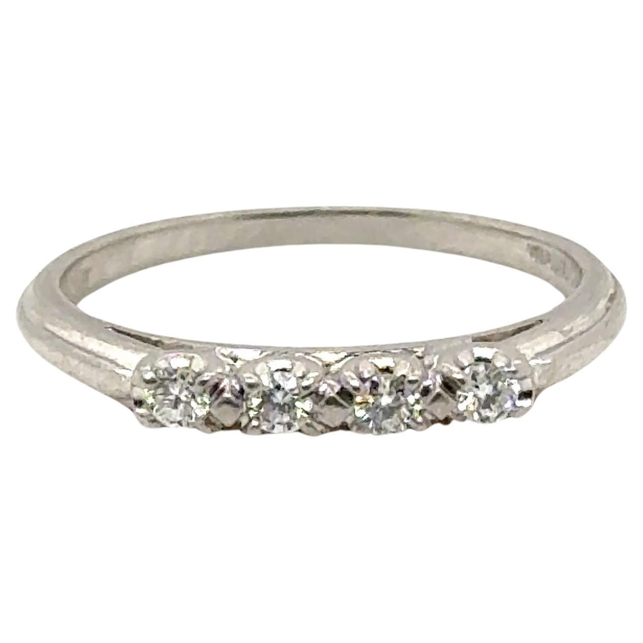 Art Deco Diamond Wedding Ring Platinum Granat Bros Original 1930s-1940s For Sale