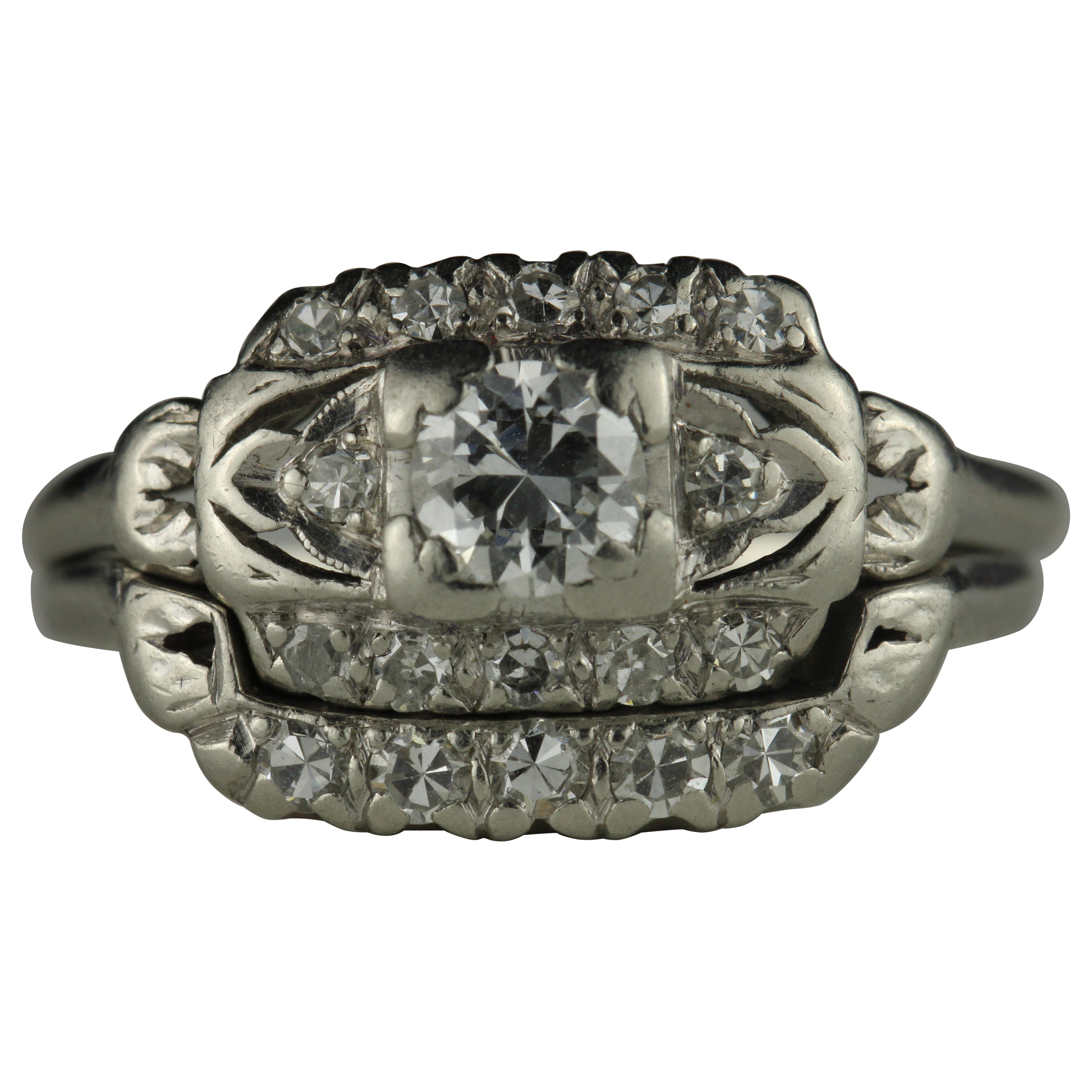 Art Deco Diamond Wedding Set For Sale at 1stDibs