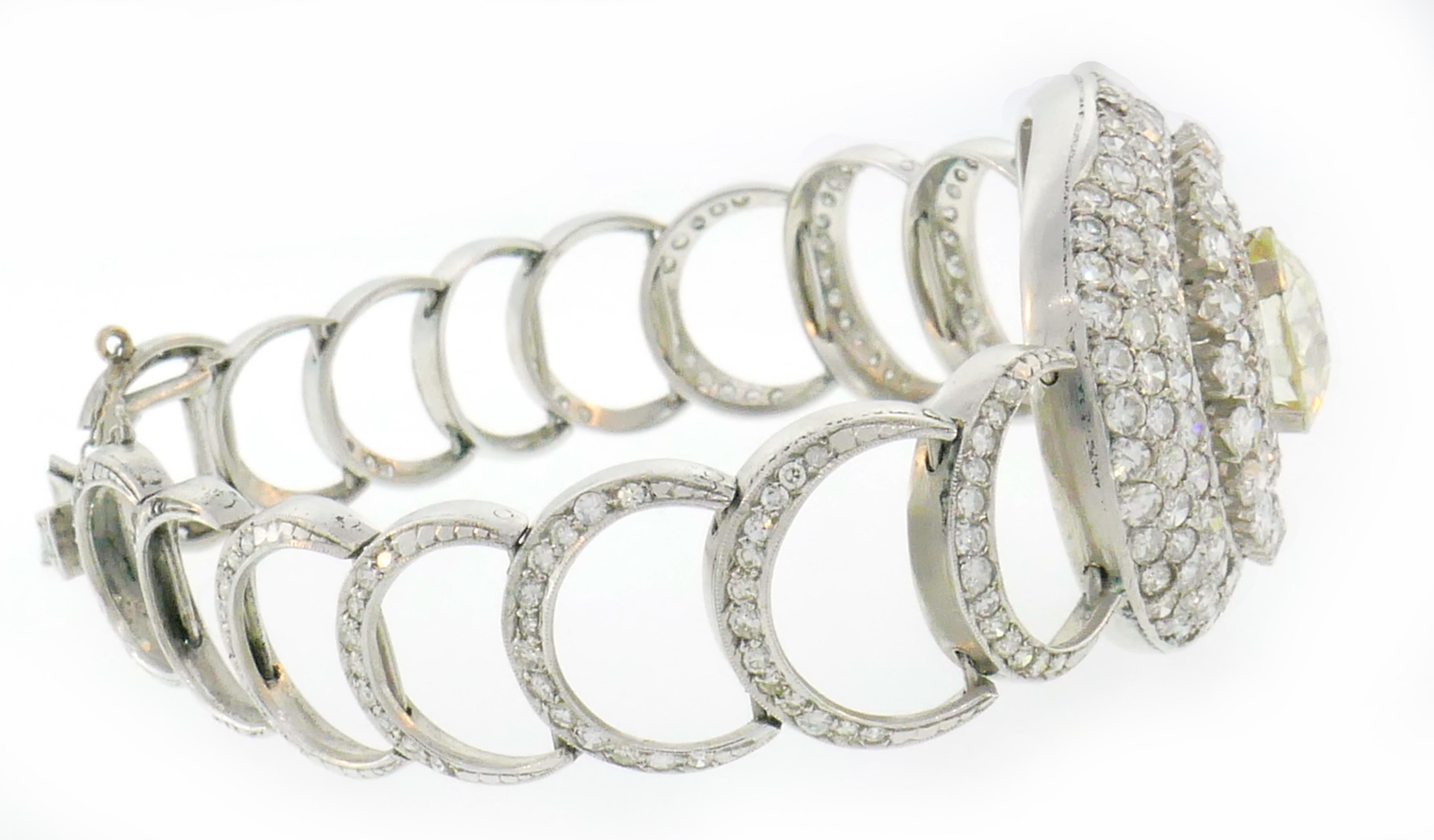 Women's Art Deco Diamond White Gold Bracelet