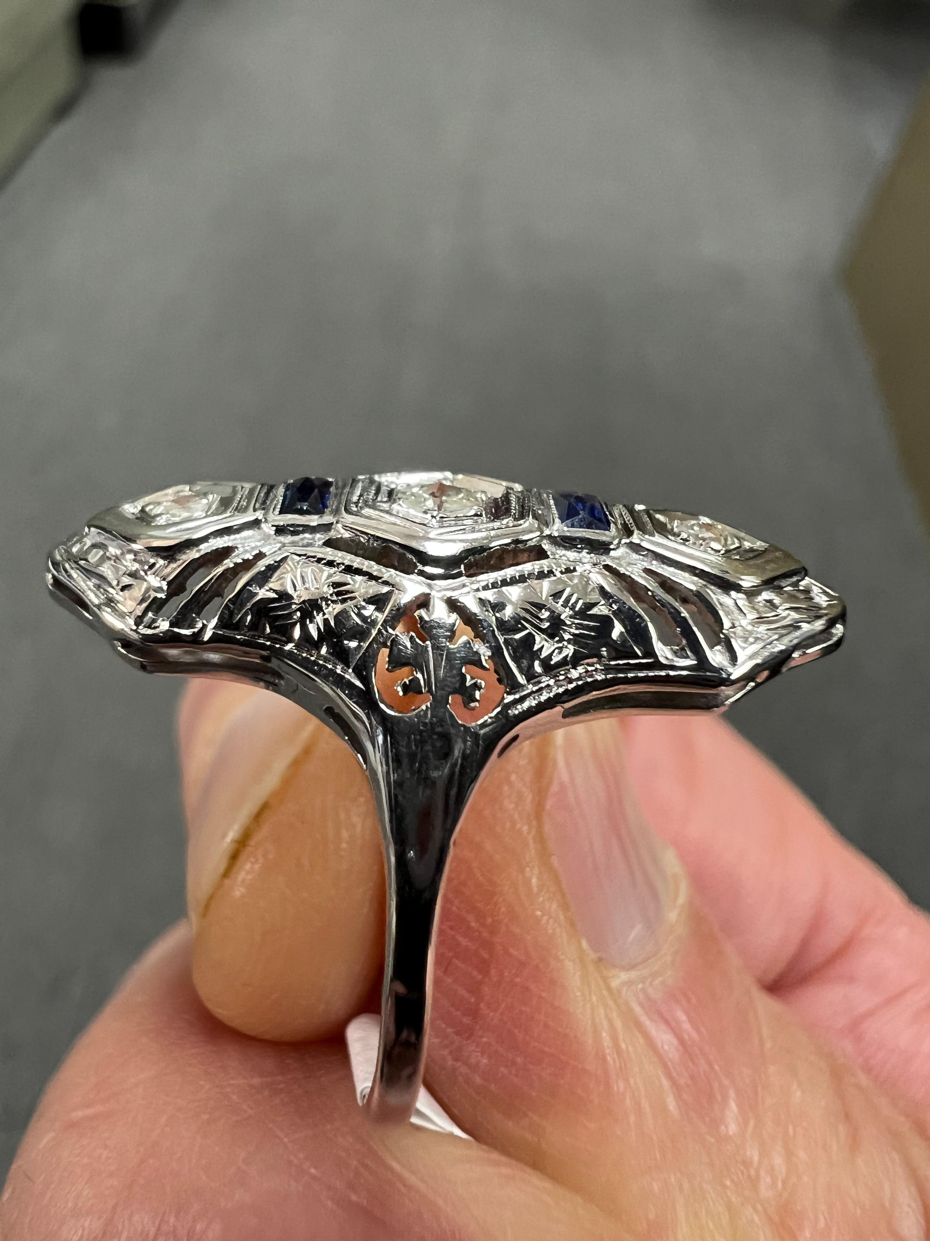 Art Deco Diamond White Gold Dinner Ring Circa 1930s For Sale 1