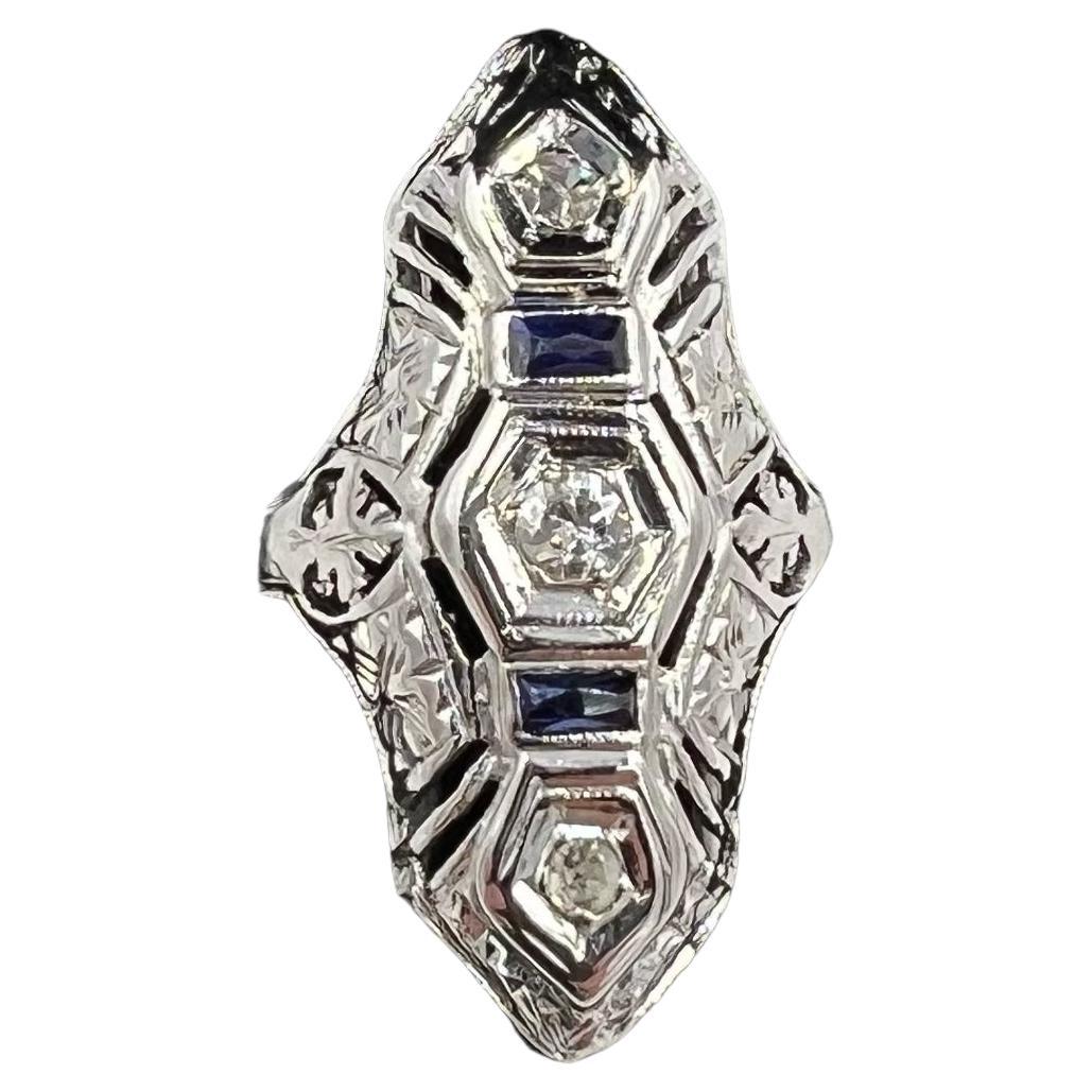 Art Deco Diamond White Gold Dinner Ring Circa 1930s