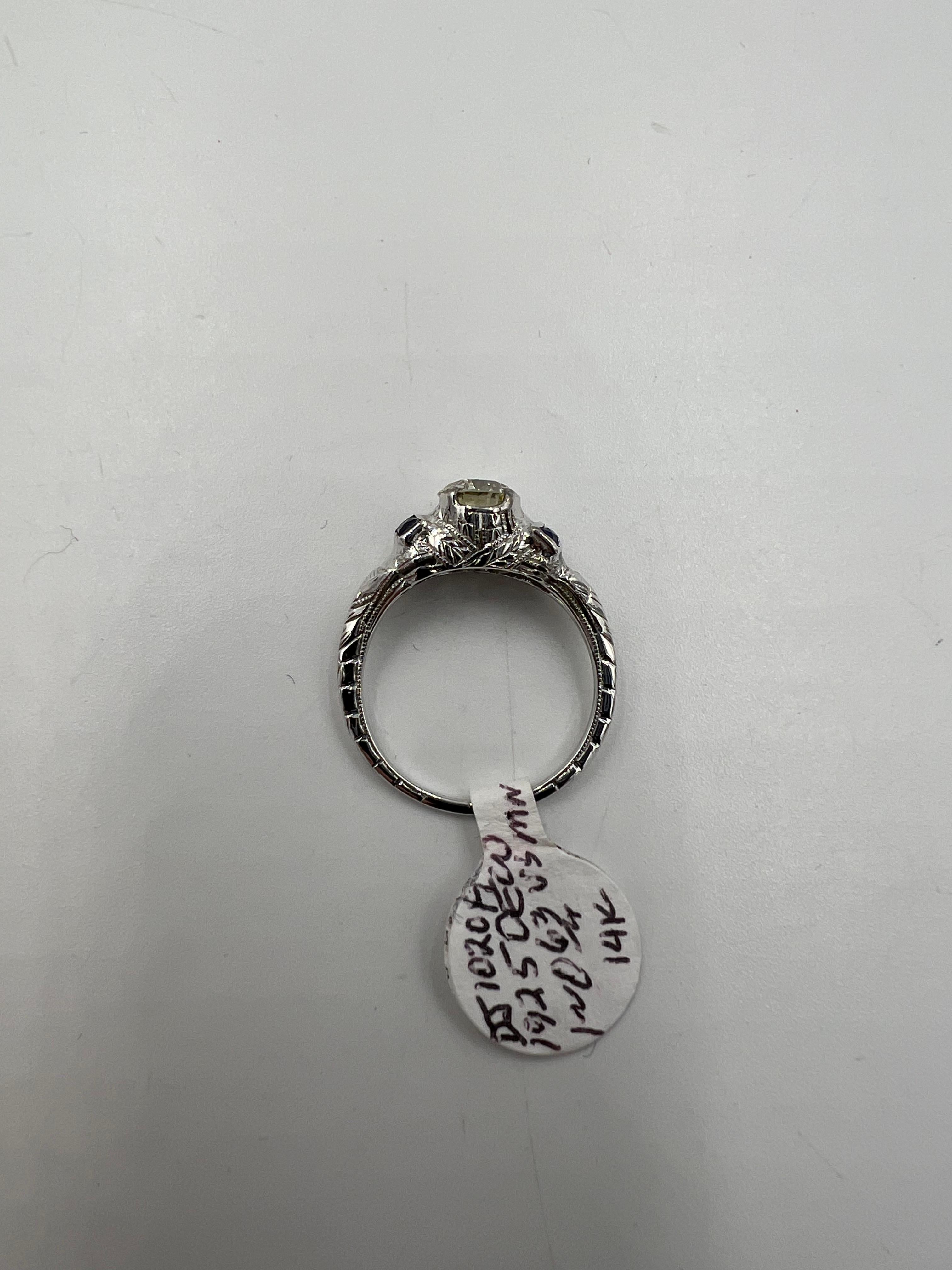 Art Deco 0.63 Carat Old European Diamond White Gold Engagement Ring Circa 1925 For Sale 5