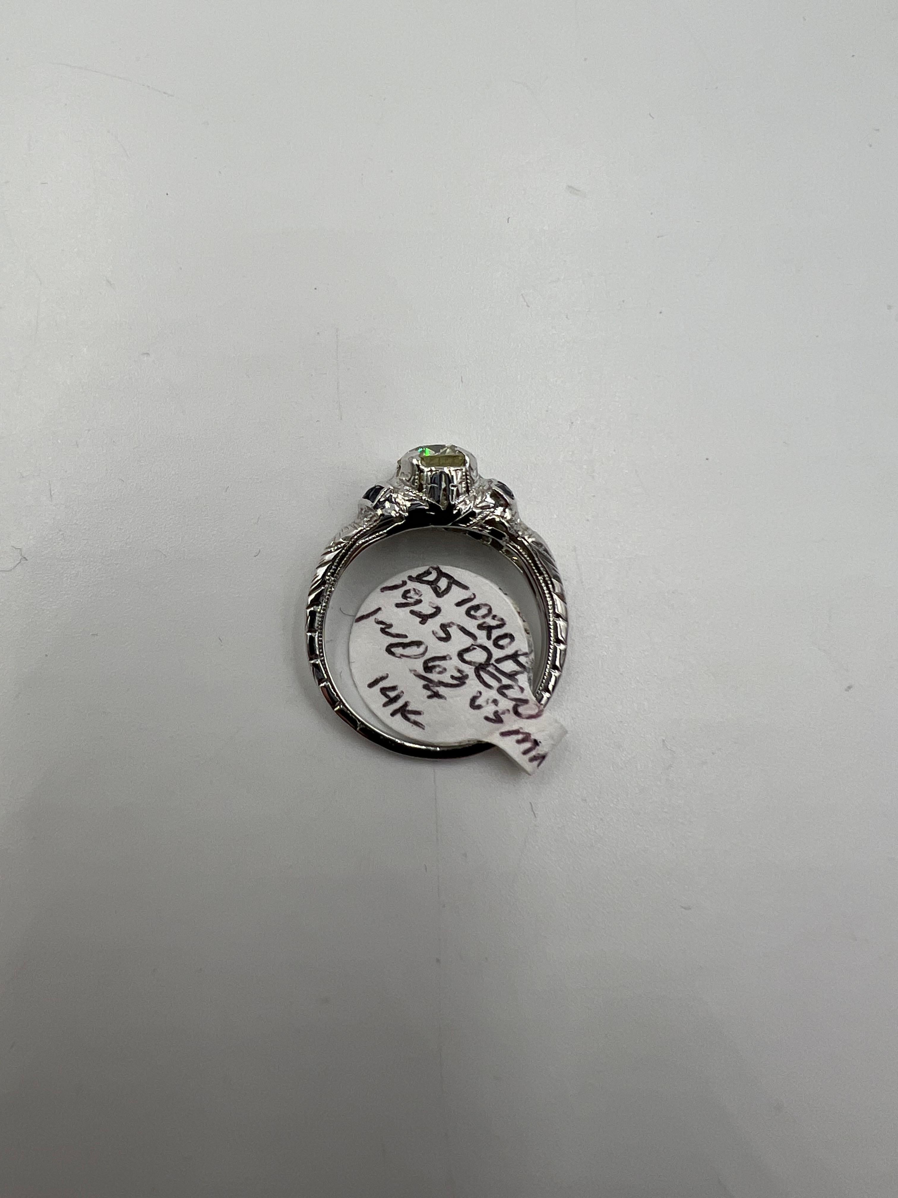 Art Deco 0.63 Carat Old European Diamond White Gold Engagement Ring Circa 1925 For Sale 6